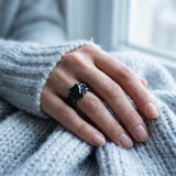 Sterling Silver 10K  14K  18K Gold 1CT-4CT Black Onyx Engagement Ring Gothic Wedding Promise Ring