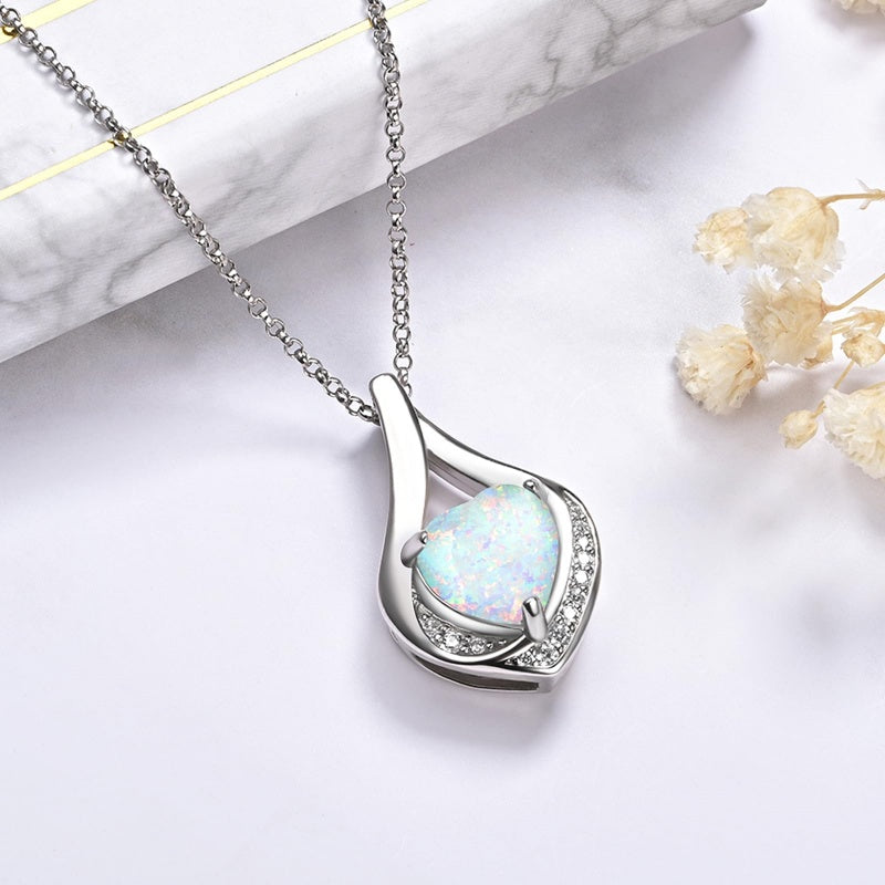 Sterling Silver Heart Shape Tear Dangle Urn Necklace for Ashes