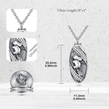Sterling Silver Oval Paw Prints Dog FootPrints  Heart Rabbit Urn Necklace for Ashes Keepsake Jewelry for Women