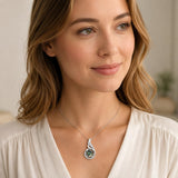 14K Gold Plated Moss Agate Pendant Necklace Boho Jewelry for Women