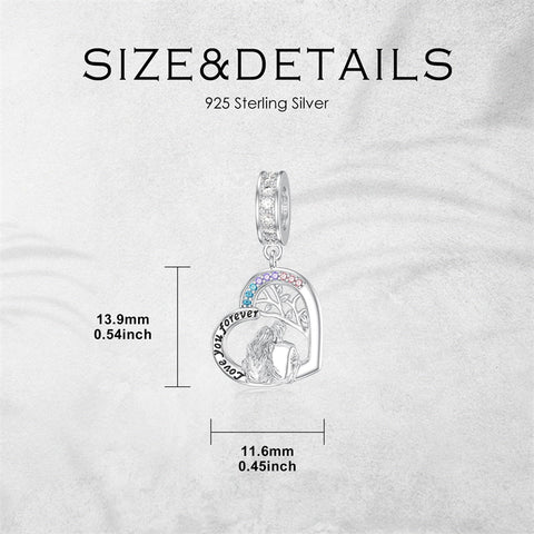 Sterling Silver Cubic Zircon Sister Couple Bead Charms with  Engraved