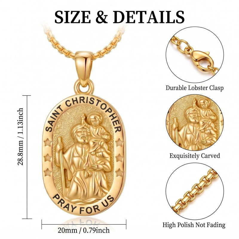 14K Gold  Plated Patron Saint Pendant Necklace Catholic Saints Religious Protective Jewelry Gift