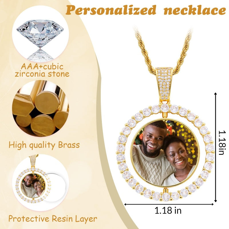 14K Gold Plated Personalized Photo Pendant Necklace Personalized Gift