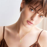 10K 14K 18K Gold Personalized 3 Birthstone Engraved Heart Pendant Necklace