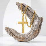 Cross Pendant Necklace for Men 14K Gold Plated Minimalist Christian Jewelry Religious Gift