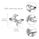 Sterling Silver  Dachshund Dog Adjustable Ring Gifts for Women Dog Lovers
