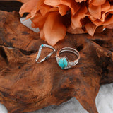 Sterling Silver Genuine Turquoise Engagement Wedding Ring Set for Women