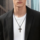 14K Gold Plated Wooden Cross Necklace Jewelry Gift for Him