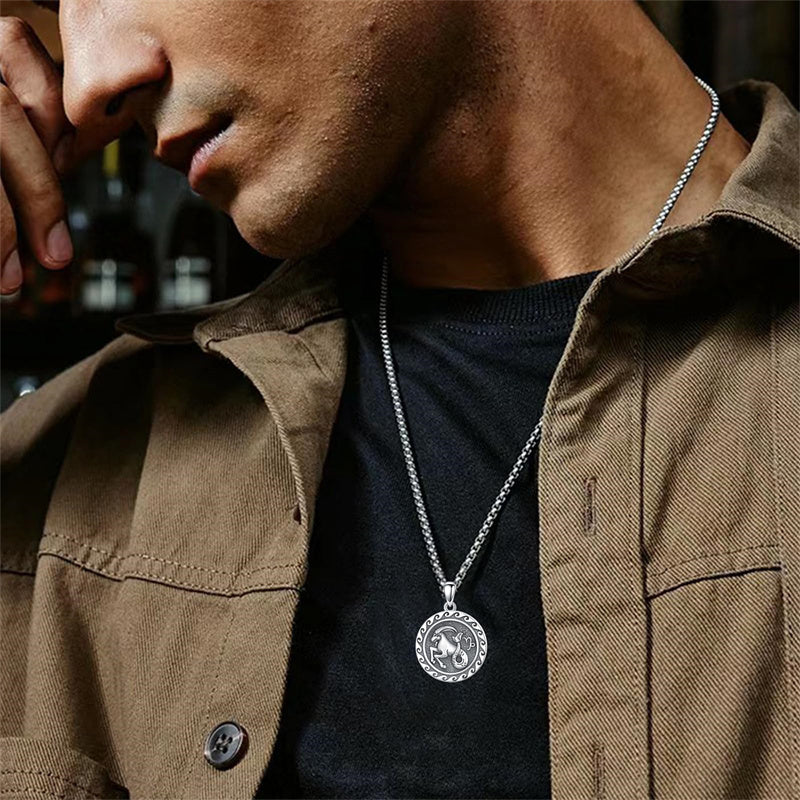 Sterling Silver 12 Zodiac Astrology Horoscope Pendant Necklace