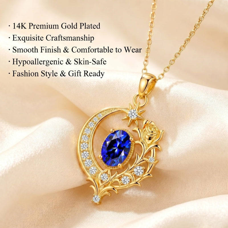 14K Gold Plated  Birthstone Rose Flower Necklace  Birthday Christmas Jewelry Gift