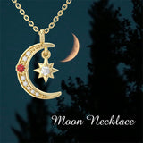 10k 14k 18k Yellow Gold Moon Star Necklace for Women, Gold Moon Necklace Jewelry Gifts for Women Girls Her, 16"-18" Chain