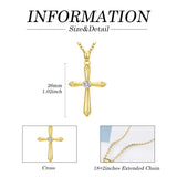 14K Gold Plated Cross Pendant Necklace Faith Jewelry Gift for Women