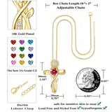14K  Gold Plated 12 Color Birthstone Sunflower Cross Pendant  Necklace for Women Faith Cross Jewelry