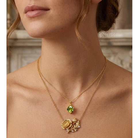 14K Gold Birthstone Birth Flower  Pendant Necklace Birthday Jewelry Gifts for Women