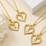 Heart Initial A-Z Pendant Necklace for 14K Gold Plated Women Initials Jewelry Gifts