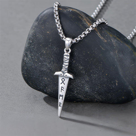 Sterling Silver Viking Dagger Pendant Necklace