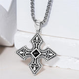 Sterling Silver Cross Christian Pendant Necklace for Men