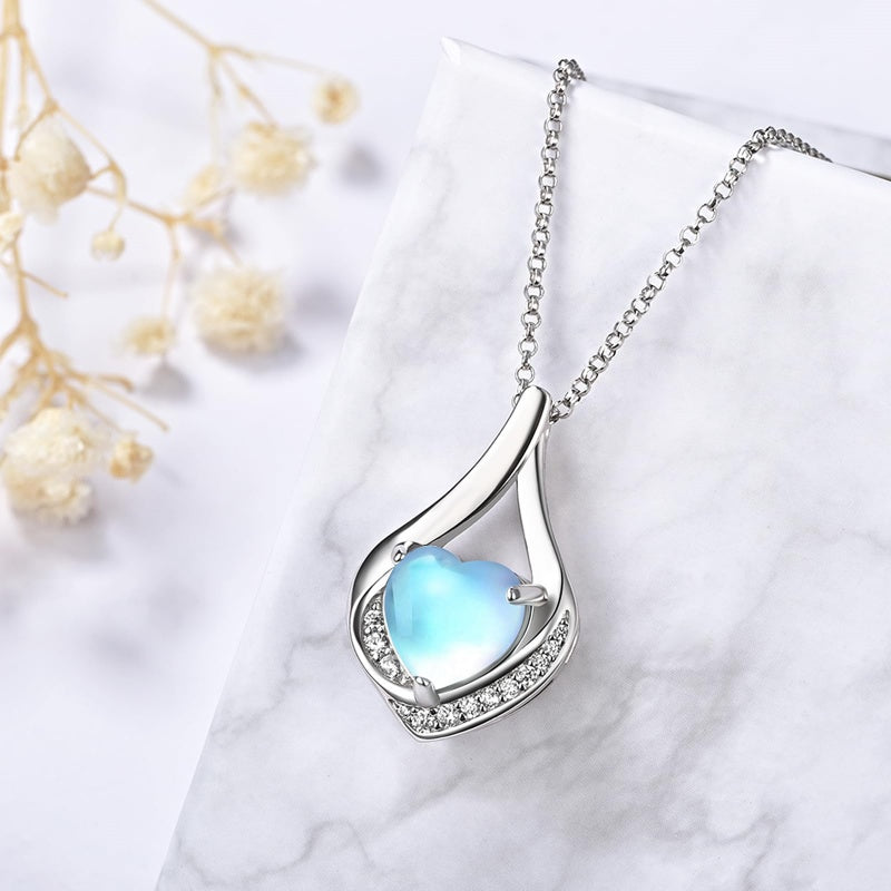 Sterling Silver Heart Shape Tear Dangle Urn Necklace for Ashes