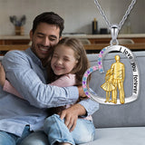 925 Sterling Silver Father Daughter Necklace Heart Pendant Necklace Father Daughter gifts for Women