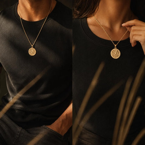 Patron Saint Medal Gold Plated Catholic Pendant Christian Religious Necklace Amulet Jewelry