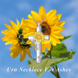 Cross Urn Necklace for Ashes 925 Sterling Silver Cross Cremation Necklaces Memorial Keepsake Cross Jewelry Pendant for Women Men