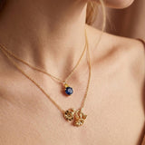 14K Gold Birthstone Birth Flower  Pendant Necklace Birthday Jewelry Gifts for Women