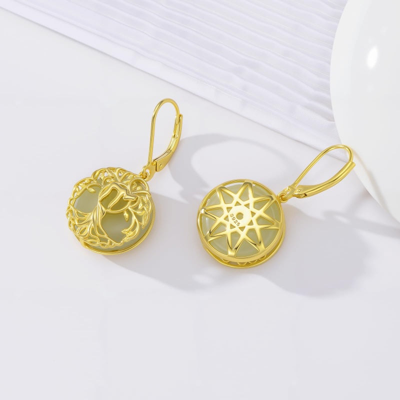 14K Gold Plated Natural Jade  Earrings for Women Good Fortune Jewelry Birthday Mother's Day Gifts