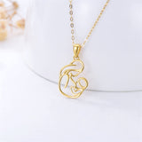 14K Yellow Gold Mother and Child Pendant Necklaces for Women