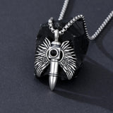 Sterling Silver Animal Angel Wings Pet Jesus Bullet Urn Necklaces for Ashes for Men