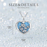 Sterling Silver Turquoise Personalized Photo 12-Month Birth Flower Pendant Necklace