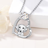 Sterling Silver Paw Print Poodle Corgi French Schnauzer Chihuahua Dachshund Golden Retriever Pug Pendant  Necklace