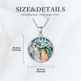 Sterling Silver Abalone Shell Tree of Life Lion Wolf Cat Dog Pendant Necklace