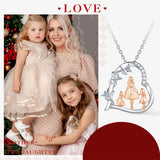 Sterling Silver Cubic Zirconia Mother Daughter Father Daughter Pendant Necklace