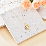 14K Real Gold Bear Necklace for Women Yellow Gold Cute Animal Necklace Jewelry Gift for Birthday Christmas Gold Chain 16"-18"