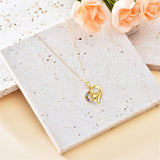 14K Gold 5A Cubic Zirconia Bear Pendant Necklace