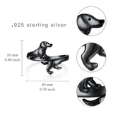 Sterling Silver  Dachshund Dog Adjustable Ring Gifts for Women Dog Lovers