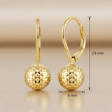14K Gold Plated Ball Leverback Earring for Women