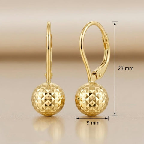 14K Gold Plated Ball Leverback Earring for Women