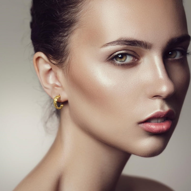 14K Gold Plated Natural Leaves Stud Earrings  for Women