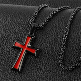 Mens Stainless Steel Cross Pendant Necklace Flower Basket Chain