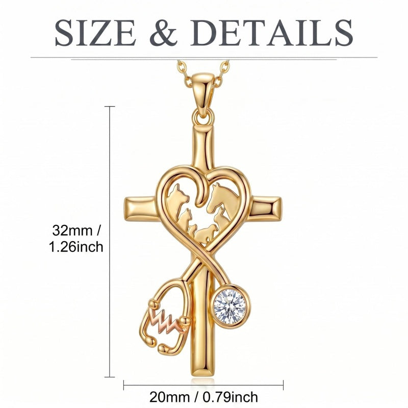 14K Gold Plated Cross Necklace for Women
