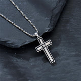 Sterling Silver Cross Christian Pendant Necklace for Men