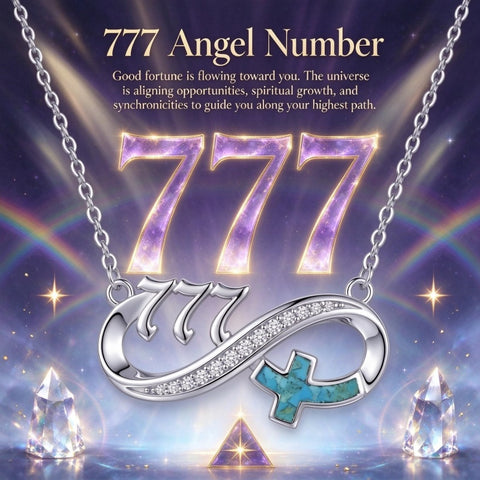 Sterling Silver Turquoise & Zirconia Infinity  111 222 333 444 777 Angel Number Pendant Necklace for Women