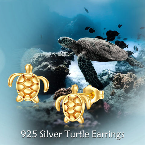 14k Gold Dainty Stud Earrings Turtle Earring for Girl