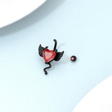 Sterling Silver Cubic Zircon Black Devil Belly Button Ring for Women
