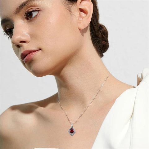Sterling Silver Birthstone Teardrop Infinity Celtic Knot Pendant Necklace
