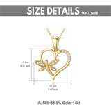 Heart Necklace 14K Gold Dragonfly Pendant Necklace Dragonfly Jewelry Gift with 5A Cubic Zirconia for Women Birthday