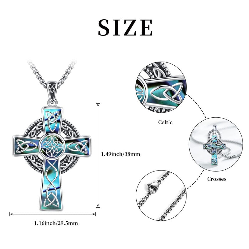 14K Gold Plated Celtic Vikin Cross Pendant Necklace Irish Jewelry Religious Protective Gift