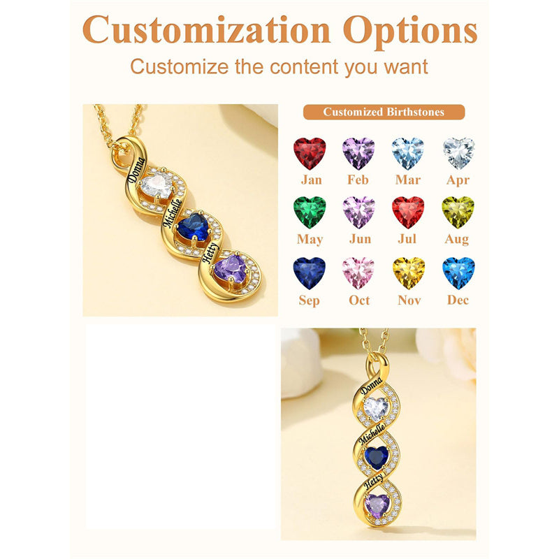 Sterling Silver Personalized  Birthstone Infinity Necklace for Women