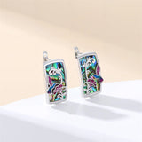 Sterling Silver Abalone Shell Mountain Cat Dog Fox Dragonfly Hummingbird Earring